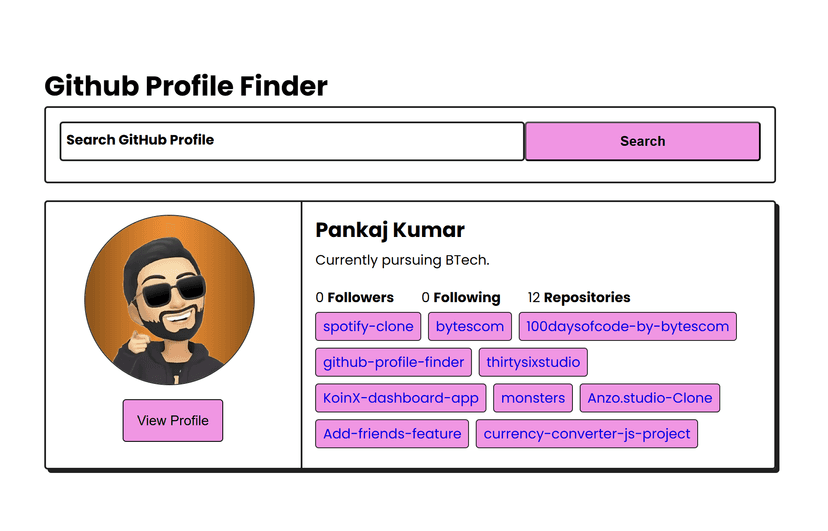 GitHub Profile Finder
